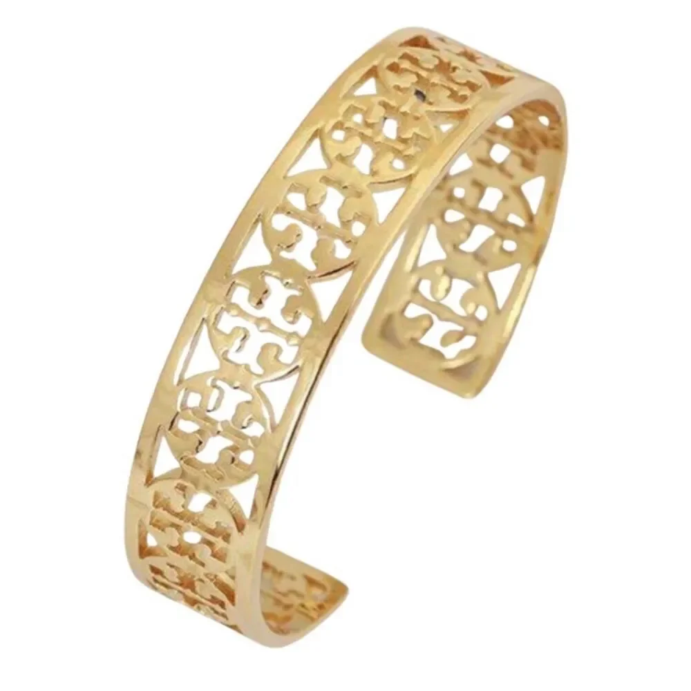 TORY BURCH KINSLEY OPEN BRACELET CUFF 18K GOLD/BRASS